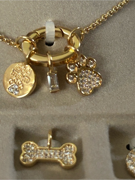 Charm Bar Jewelry - Necklace w/6 different interchangeable charms - NEW 16”+ pretty 2" drop in back